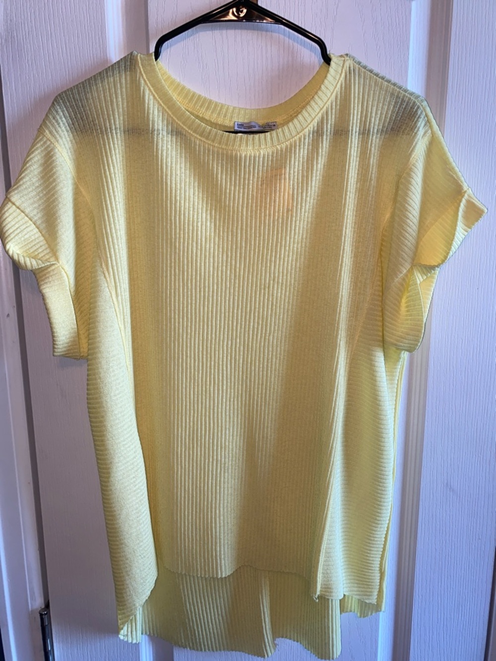 Zara Yellow Ribbed Short Sleeve Tee